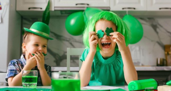 Kids wearing green for St. Patrick's Day.