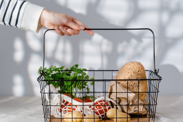 Fruit and vegetables in a basket