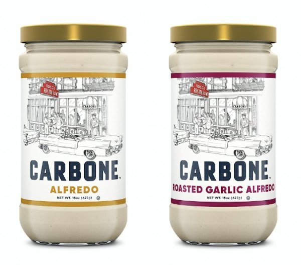 Carbone alfredo and roasted garlic alfredo sauces.