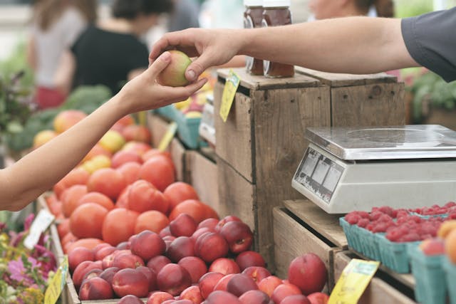 shopping for produce at checkout