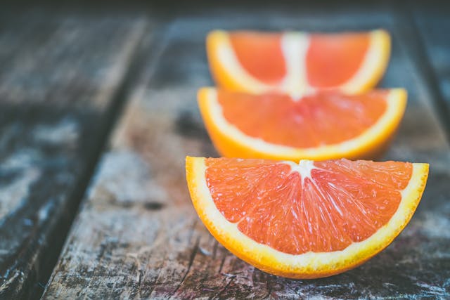 Orange slices on a table