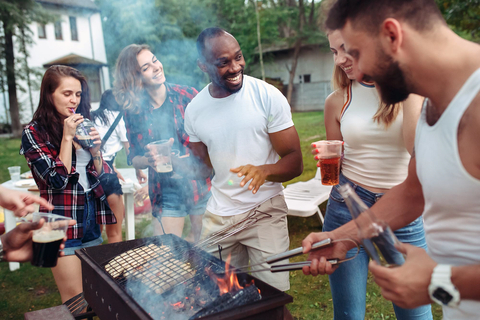 People at barbecue