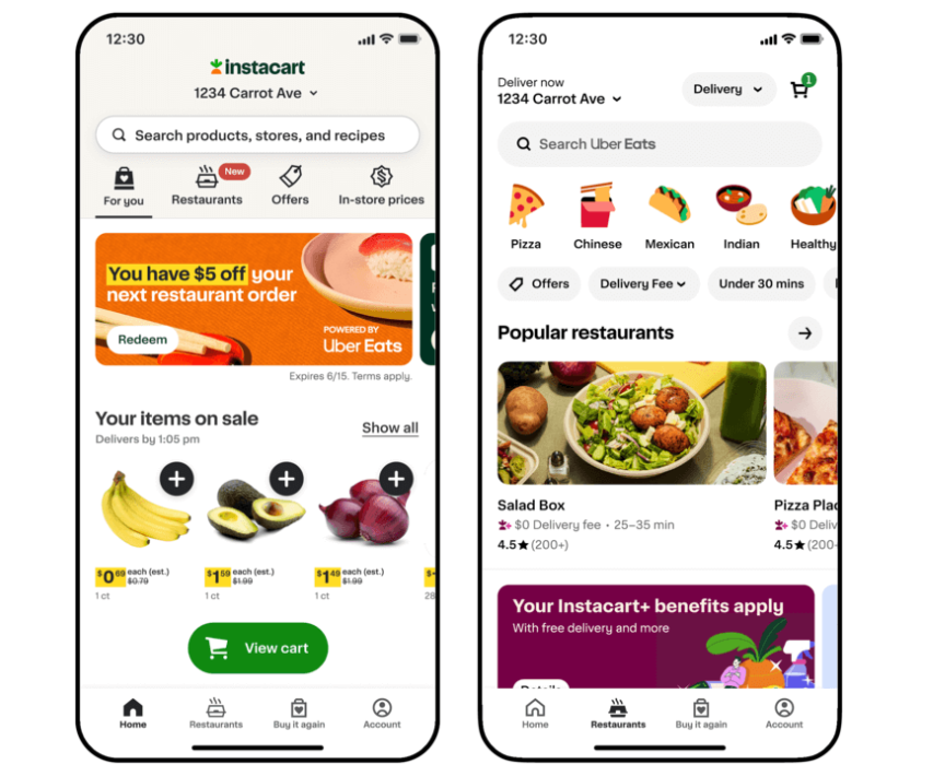 Instacart, Uber Eats Collaboration