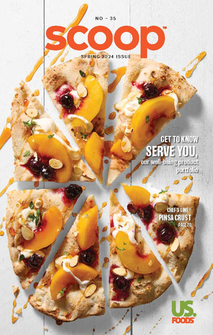 Scoop magazine cover with fruit on a pizza